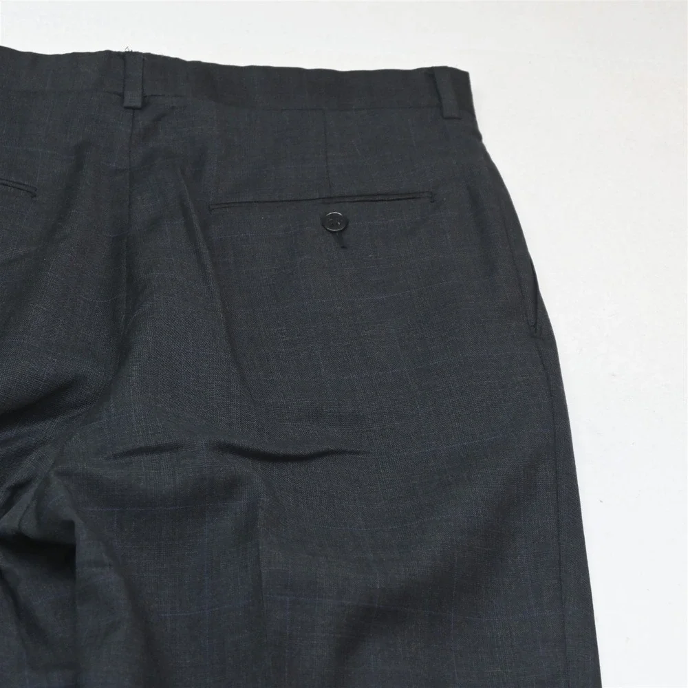 Hart Marx USA Made 43L 32x32 Gray Glenn Check 100% Wool Mens Jacket Pants Suit